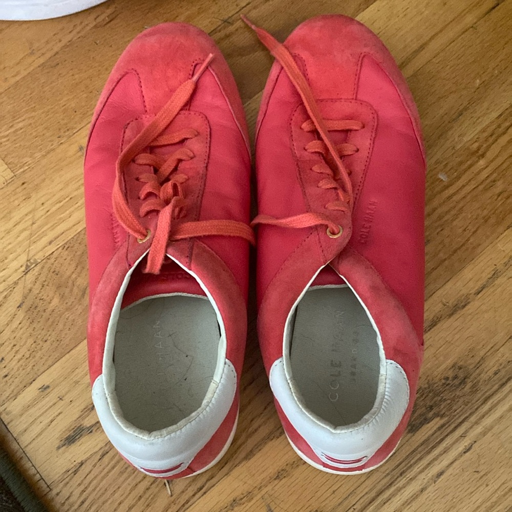 Cole Haan coral sneakers with suede trim